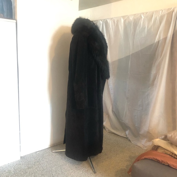 Hermes Sport VTG Suede Doblis midi coat with mink extended collar, black size 34 - Picture 10 of 17